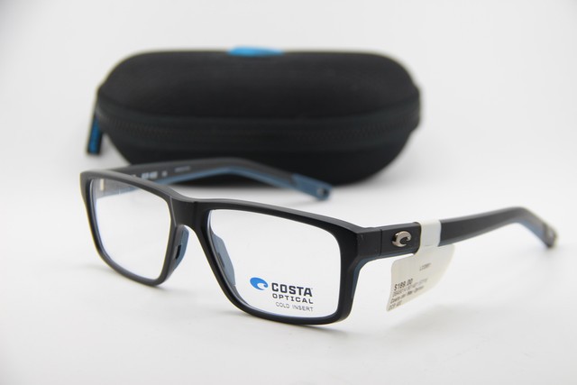 NEW COSTA OPTICAL 06A8014 80140157 MATTE BLACK BLUE AUTHENTIC EYEGLASSES 57-16