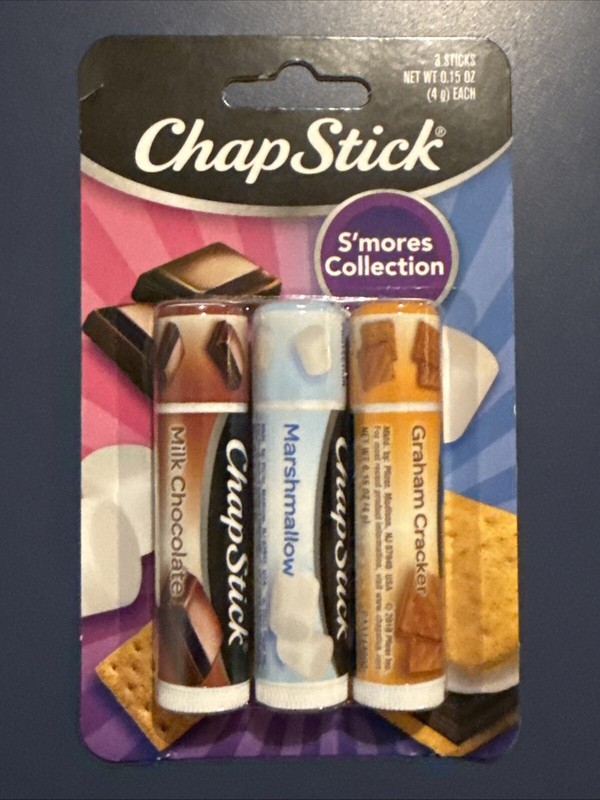 CHAPSTICK 3 Pack Smores Collection: Marshmallow, Milk Chocolate, Graham Cracker