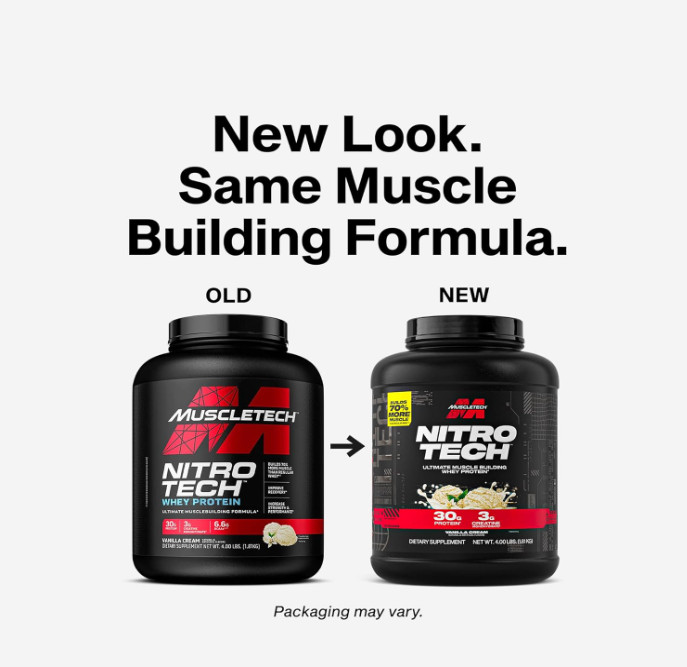 MuscleTech Nitro-Tech Whey Protein, Vanilla Cream, 4 lb, 30g Protein gallery