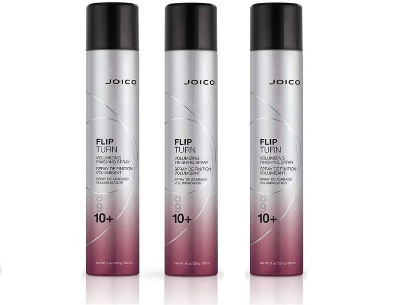 Joico Flip Turn 10+ Volumizing Super Hold Finishing Hair Spray 9 oz, Pack of 3
