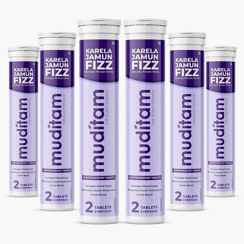 Muditam Ayurved Jamun Fizz | 120 Effervescent Tablet 2 Months Pack Balance Sugar
