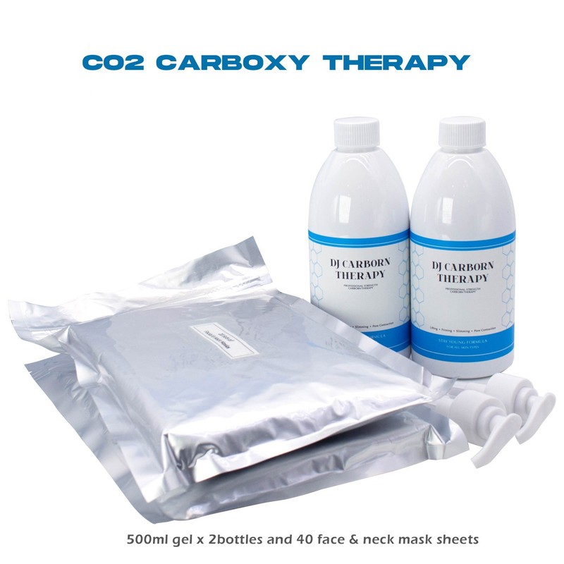 CO2 CARBOXY Therapy # Skin rejuvenation # Gel 500ml x 2 bottles & 40 sheets