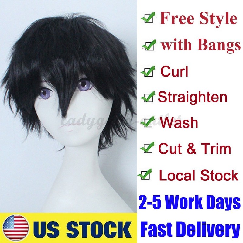 Men Male Boys Short Full Wig Anime Cosplay Costume Party Synthetic Hair Wig zy48 gallery