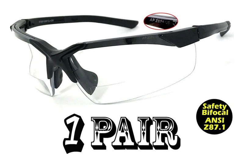 ANSI Z87.1 Safety Reading Glasses Bifocal Clear Work Shop Industrial +1.50~+3.00