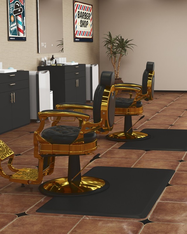 Rectangle 3'x5'x7/8" Anti-fatigue Salon Chair Mat Barber Chair Floor Mat (Black) gallery
