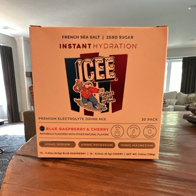 ICEE Instant Hydration Electrolyte Drink Mix 30 Pack Blue Raspberry & Cherry