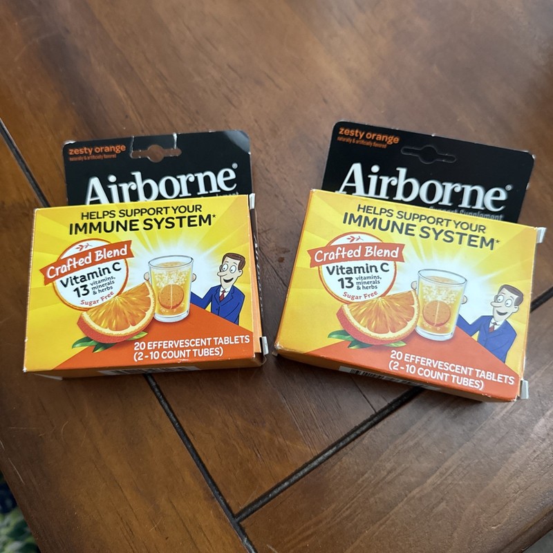 2 Pack Airborne Vitamin C Immune Support Tablets, Zesty Orange – 20 Count (x2)