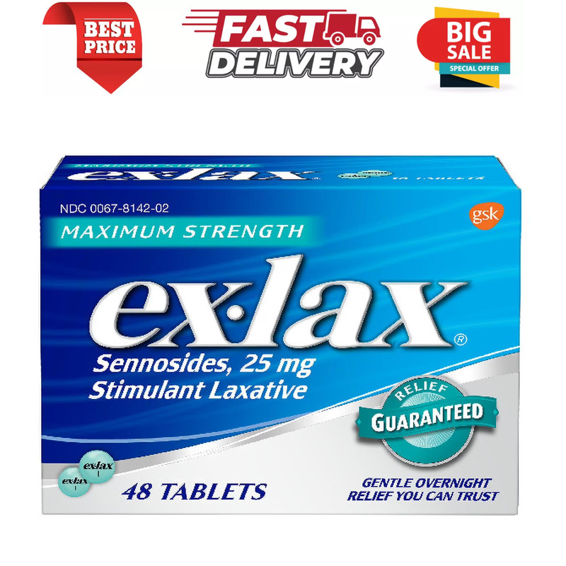 Ex-Lax Maximum Strength Stimulant Laxative Constipation Relief Pills – 48 Count