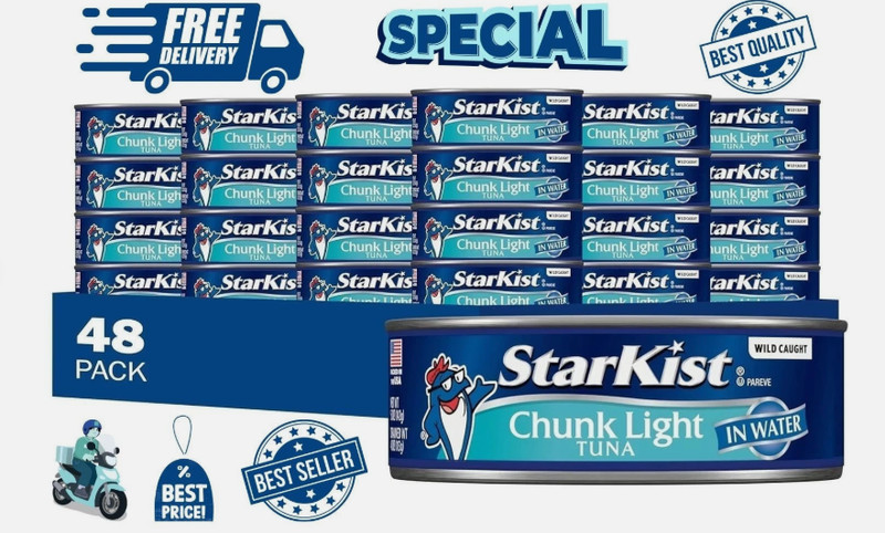 StarKist Chunk Light Tuna in Water, 5 oz (48 Pack) Canned Tuna Fish, Wild Caught