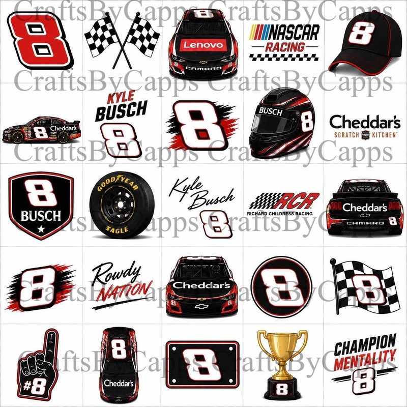 NASCAR #8 Waterslide Decals For Nails, Hot Wheels, Etc Set Of 50 KC