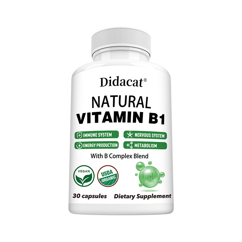 Natural Vitamin B1 Capsules – with 8 Essential Vitamin B Complex for Men & Women