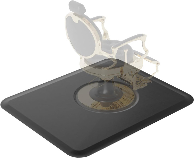 4’X 5’X 1/2» Thick Salon Mat for Hair Stylist, Barber Floor Mats W/Round Base,