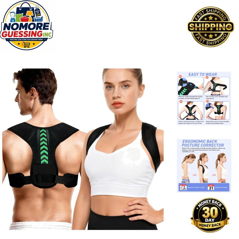 Posture Corrector for Adults – Adjustable Back Brace for Neck & Shoulder Relief