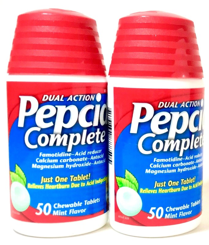 PEPCID COMPLETE 2 X 50 (100) * MINT FLAVOR * CHEWABLE TABLETS EXP 09/26+