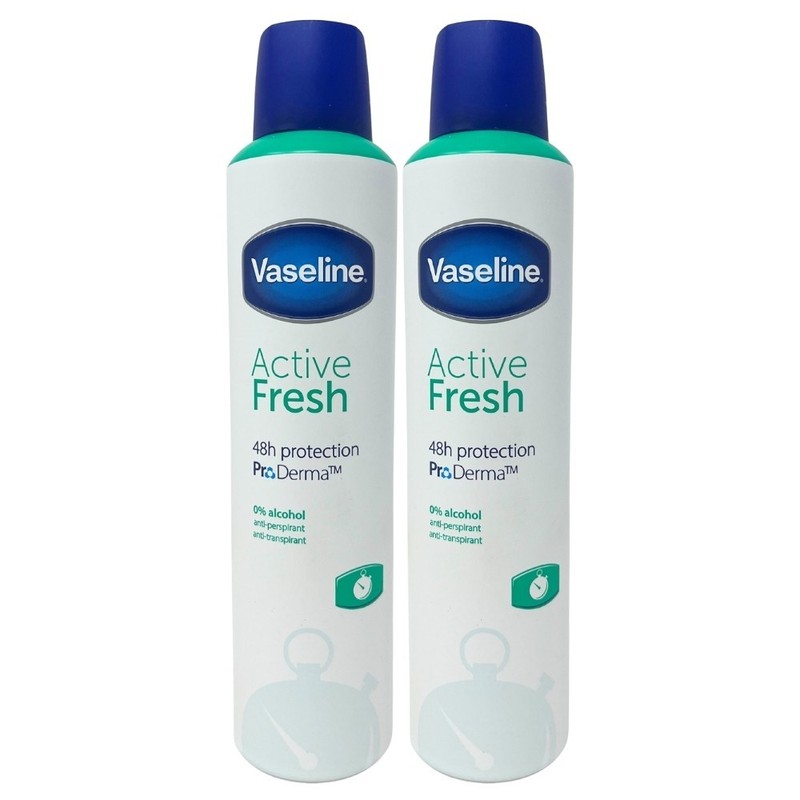 2 Pack – Vaseline Active Fresh Anti-Perspirant Spray, 0% Alcohol, 8.45 Oz.
