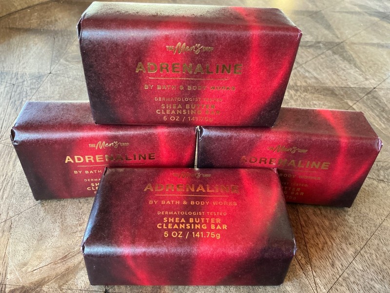 4 (FOUR) ADRENALINE 5oz Shea Butter CLEANSING SOAP BAR Bath and & Body Works