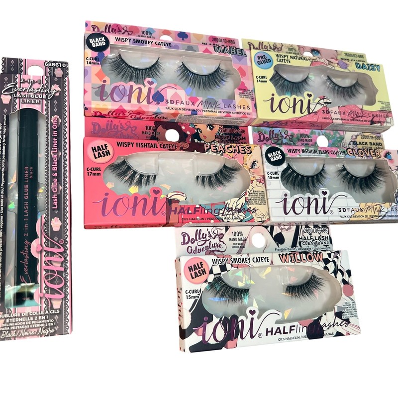 Ioni Eyelashes 3D Faux Mink Lash Dolly’s Adventure Mix & Glue Set Reusable Vegan gallery