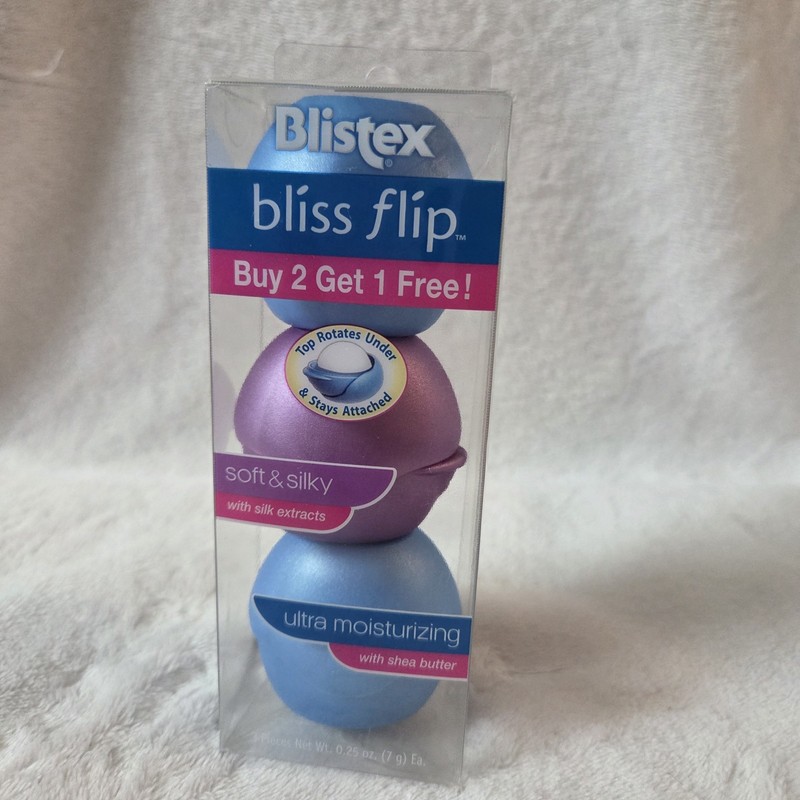 Blistex Bliss Flip Lip Balm 2 Ultra Moisturizing Shea Butter 1 Soft & Silky NEW
