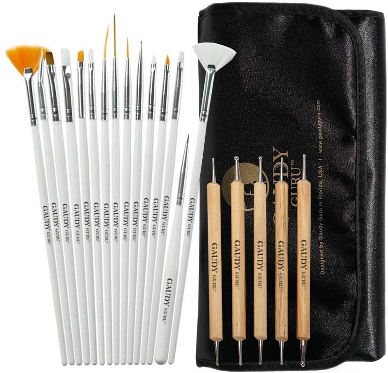 20pc Professional Nail Art Design Painting Detailing, Marbleizing Brushes Kit