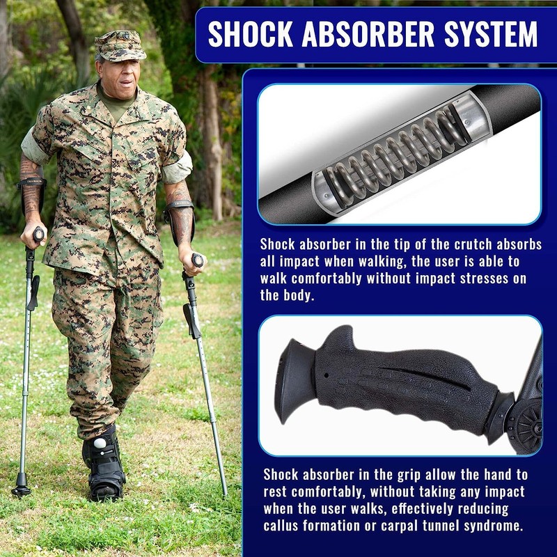 Ergobaum 7G Ergonomic Crutches, Adjustable From 5' to 6'6'' (1 Pair) gallery