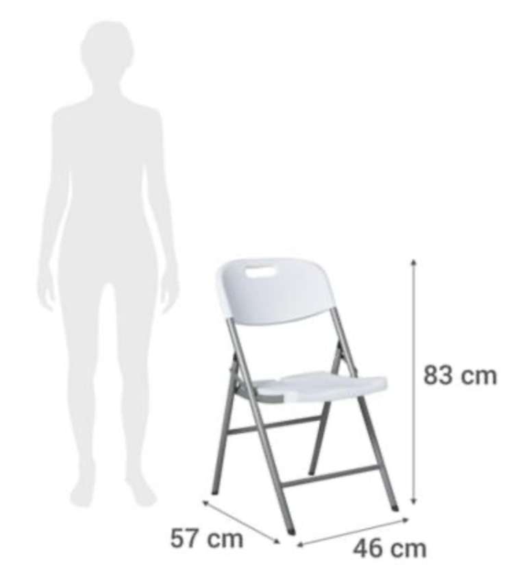 Silla Plegable Blanca de Polietileno para Eventos y Terraza - Imagen 2
