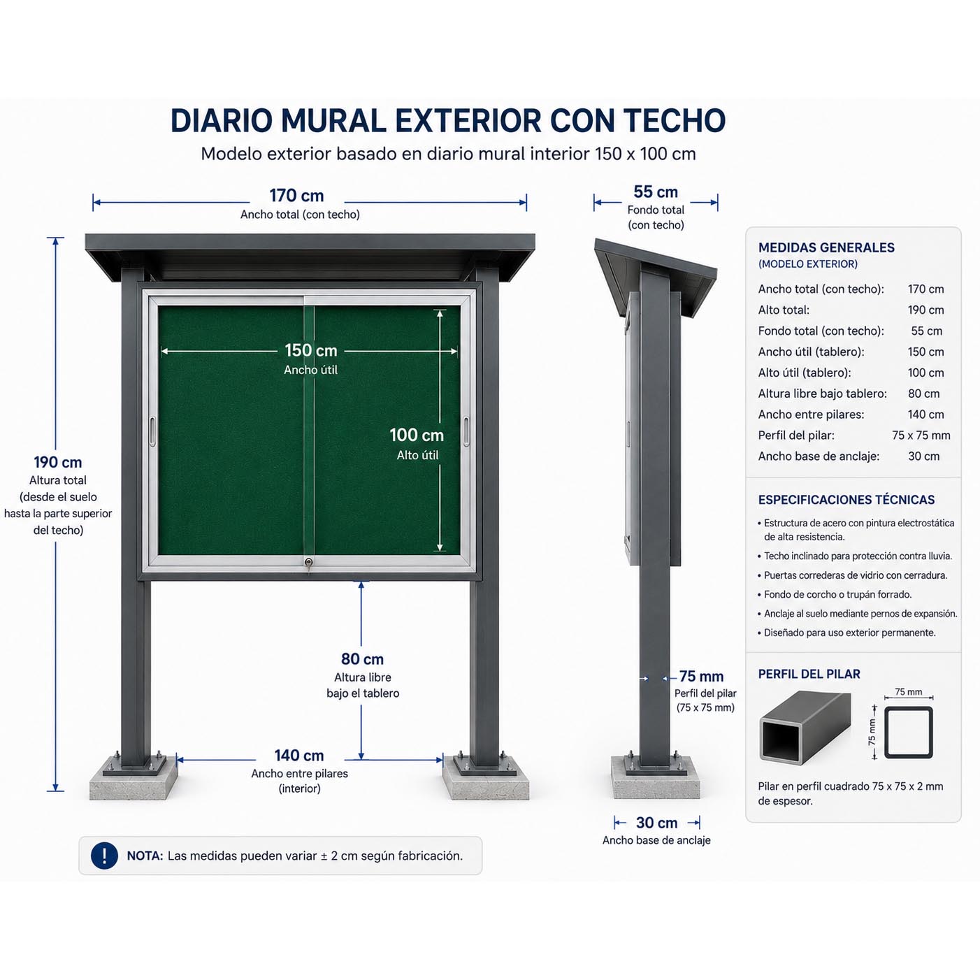 Diario Mural Exterior Metálico con Techo - Imagen 4