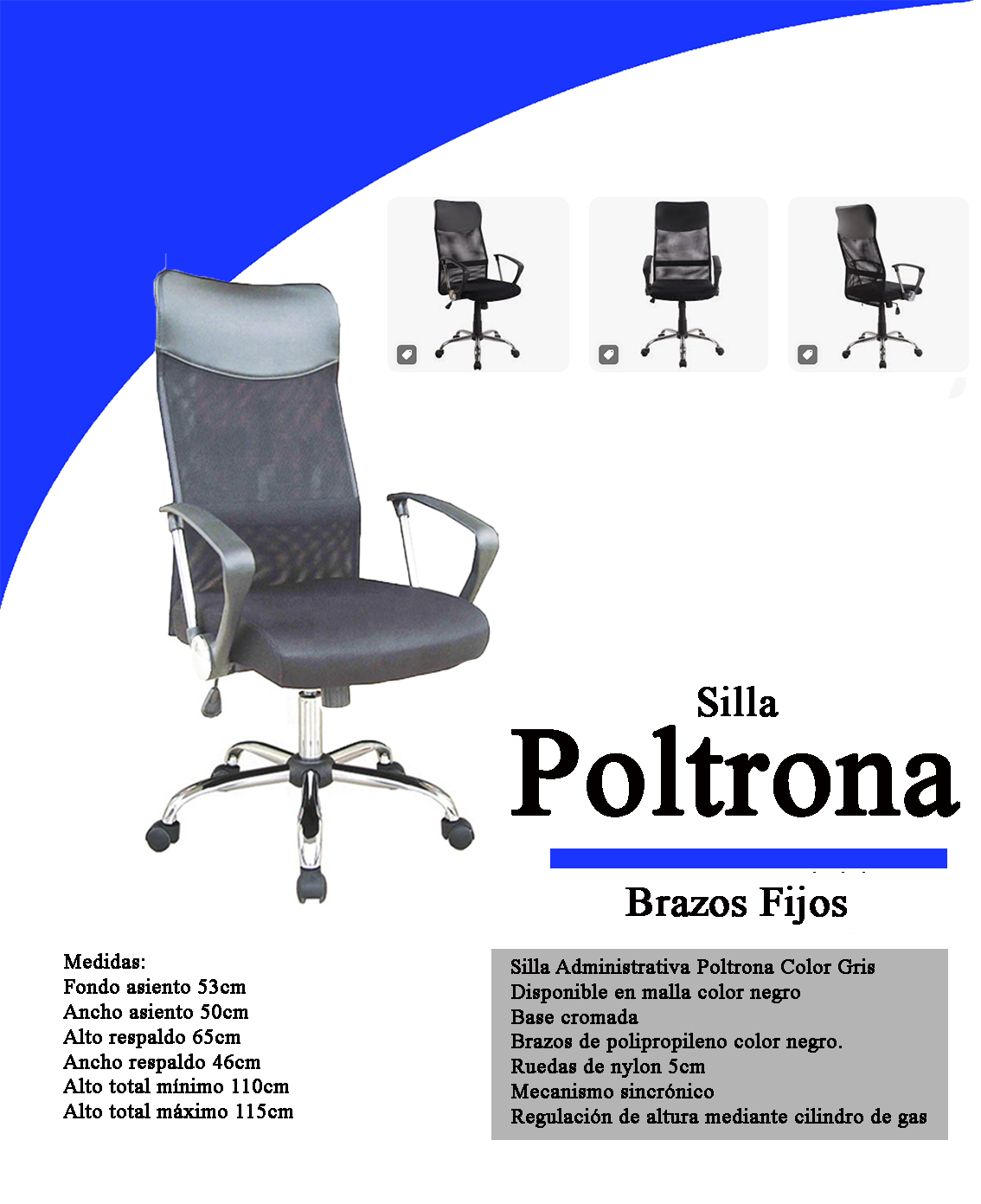 SILLA EJECUTIVA MALLA SINFONIA O BERNY - Imagen 3