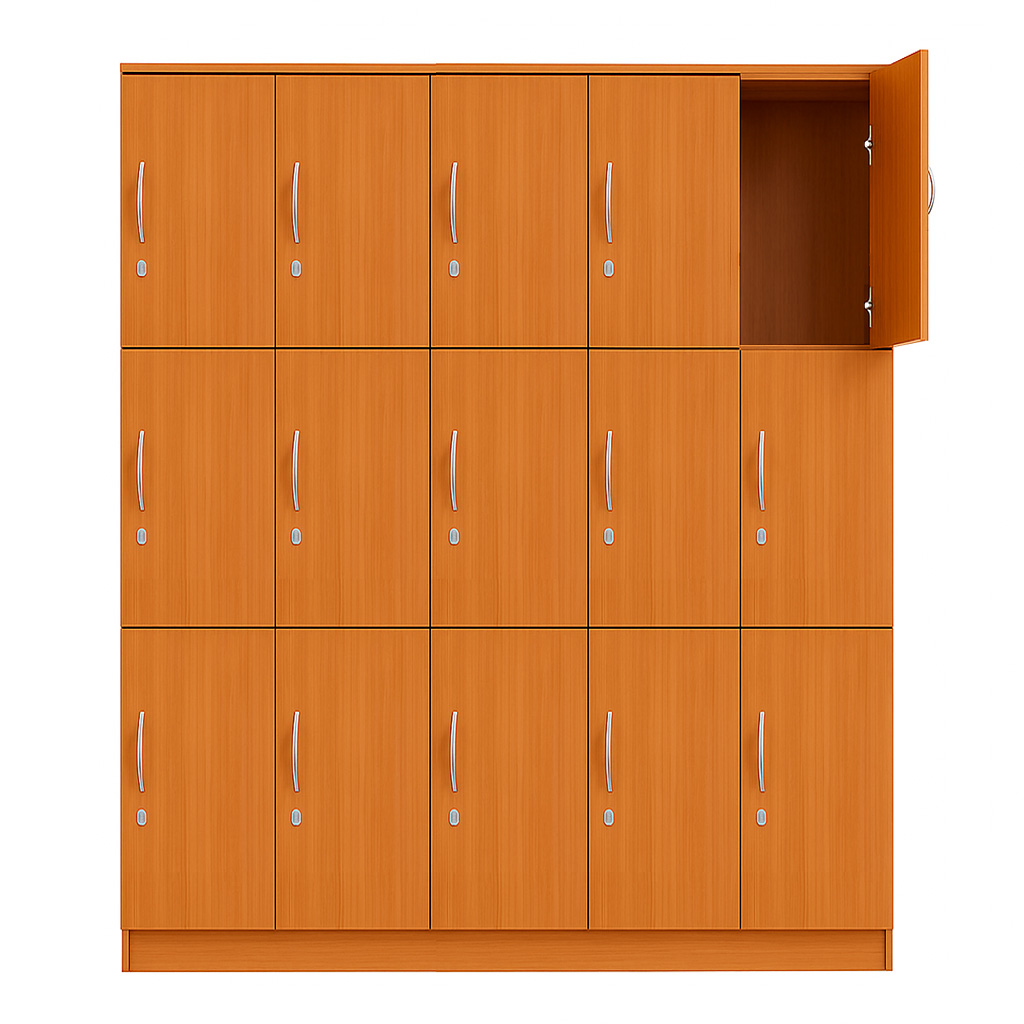 Locker de madera - 5 Cuerpos 15 Puertas (Peral o Cerezo) - Imagen 2
