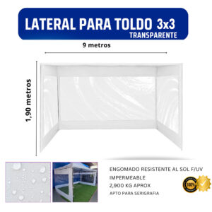 Lateral Toldo 3x3 Trasparente blanco